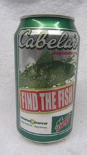 Vtg Mountain Dew CABELAS Find The Fish Promotional 12 oz EMPTY can 2001 MT DEW picture