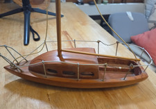 Vintage 1982 Handmade Wooden Yacht Model by Clarence Corley  14