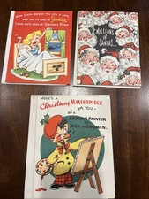 Christmas Cards NOVO vintage Funny Artist Santa’s W/envelopes 5.5” picture