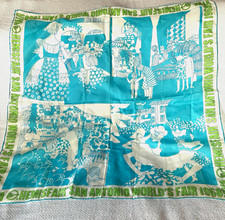 Vintage 1968 HemisFair San Antonio World’s Fair Scarf 29” Rayon Made Japan picture
