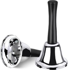 2 Pack Hand Bell, Silver Steel Bell, Ringing Bell with Handle, Dinner Bells for picture