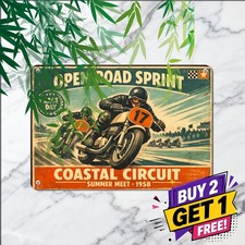 Tourist Trophy Island Motor Racing Sign 8x12 Classic Biker Metal Tin Sign Plaque picture
