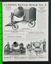 Vintage 1914 Lansing Construction Batch Cement Mixer Sales Flyer Brochure picture