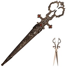 10.2in Mini Short Sword/Medieval Scissors Sword/Metal Blade/Collectible/Silver picture