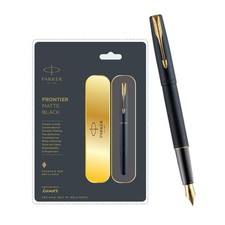 Parker Frontier Matte Black GT Fountain Ink Pen Gold Trim & Nib New picture