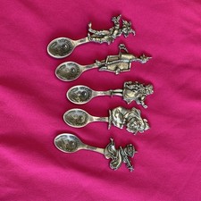 The Wizard of Oz 5pc Novelty Souvenir Spoon Set Silver Metal Collectible picture