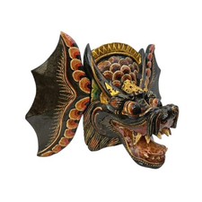 Hand Carved Wood Balinese Dragon Mask: Naga Indonesian Folk Art Wood Carving picture