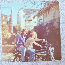 Motorcycle Riders 1970s Snapshot Photograph Man Woman Kawasaki Urban picture