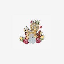 Loungefly Disney Sleeping Beauty Critters Spinning Wheel Princess Floral Pin picture