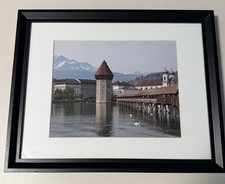 Lucerne Switzerland Chapel Bridge Framed Color Photograph Swiss Alps picture