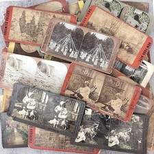 Antique Stereoview Card Lot 43, 1800s-1900s Underwood Keystone Travel Photos picture