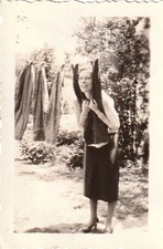 Vintage Photo Funny Woman Clothesline Mens Trousers Artistic American Backyard picture