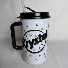 Vintage 1992 Krystal 60th Anniversary 32oz Thermo Mug Whirley CocaCola Straw Lid picture