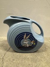 Vtg Fiesta Large Disc Pitcher Homer Laughlin Blue Looney Tunes Bugs & Foghorn picture