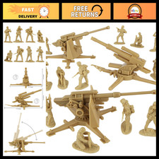WW2 German 88mm Flak Artillery Set with 15 Tan Army Men Figures - Military Model picture