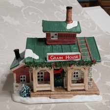 Downhome Christmas Village Vintage 1994 Grain House Lighted Handpaint Porcelain picture