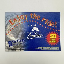 Vintage 1997 Six Flags AOL America Online Enjoy The Ride Offer Reply Mail Card picture