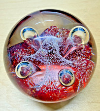 Vintage Caithness Mini Moonflower Red Art Glass Paperweight Signed and Numbered picture