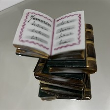 Limoges France Chamart Peint Main Hand Painted Porcelain Hinged Book Trinket Box picture