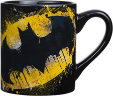 Batman Black & Yellow Paint Spatter Design Coffee Mug 14 oz Brand New IB picture