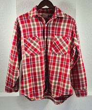 Vintage 1970s Big Mac Flannel Shirt Mens M Red Plaid 100% Cotton JCPenney picture