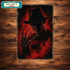 Retro Horror Movie Character Nightmare Slasher Film Poster Metal Sign 8x12 picture