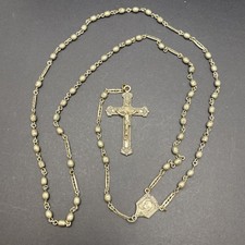 Vintage Or Antique Old Czech Catholic Rosary Silver Tone Prayer Beads Catholic picture