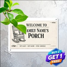 Personalized Welcome Porch Plaque Vintage Metal Tin Sign Outdoor Decor picture