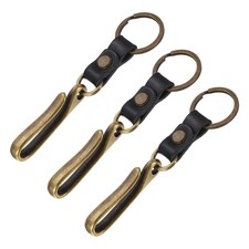 Genuine Leather Fish Hook Keychain, 4.7