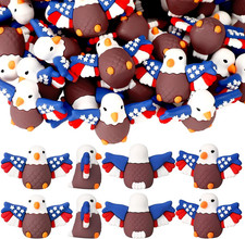 50 Pcs Mini Patriotic Eagle Duck Figurine Bulk Mini Blue and Red Bald picture