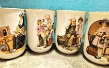 Vintage 1981-1984 Set Of 4 Norman Rockwell Mugs Coffee Cups The Rockwell Museum picture