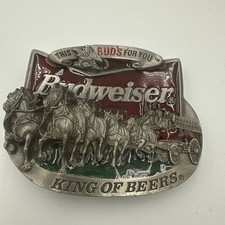 1996 Budweiser Belt Buckle Clydesdale This Buds For You Anheuser Busch  picture