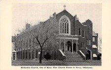B31/ Perry Oklahoma Ok Postcard c1940s Methodist Church Church Plants in Perry picture
