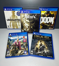 PS4) 5 Game Lot: Uncharted N.D. Collection, Fallout 4, DOOM, FARCRY4, DUES Ex picture
