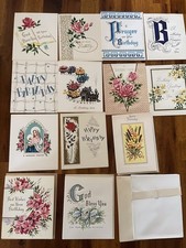 13 Vtg Salvatorian Embossed Birthday Greeting Cards Unused W/Box Blackwood NJ picture