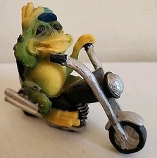 Frog Froggy Figurine Riding Motorcycle Resin 4.5