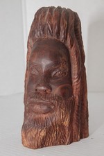 Vintage Randall Bruhn Folk Art Woodcarving Statue of Jamaican Man Signed RB picture