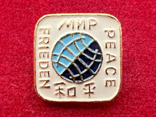 Vintage Soviet USSR Space Peace Enamel Pin Badge Globe MIR Multilingual picture