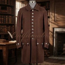 18th Century Brown Wool Frock Coat Colonial Revolutionary War Reenactment Coat picture