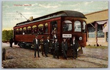 K11/ Galva Illinois Postcard c1910 Interurban Trolley Car Conductors 570 picture