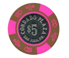 $5 CONDADO PLAZA Hotel BROWN PINK Coin Casino Chip SAN JUAN Puerto Rico BudJones picture