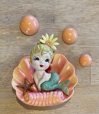 Retro Vntage Bradley Mermaid  On Seashell Wall Plaque picture