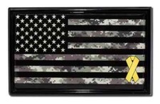 camo flag usa flag support our troops chrome auto emblem picture