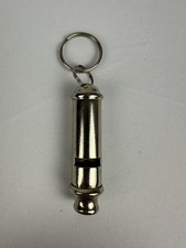 VINTAGE POLICE WHISTLE- CHROME  STEEL - UNMARKED - ABOUT 3 INCHES picture