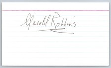 Harold Robbins Hand Signed Index Card - Author picture