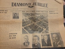 Vintage Diamond Jubilee July 10-11 1959,  Toronto South Dakota State Newspaper  picture