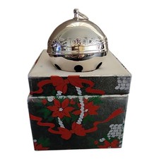 Vintage 1984 Wallace Silverplate Christmas Sleigh Bell Ornament Ball with Box picture