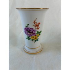 Antique Meissen Pfeiffer Period Porcelain Vase Deutsche Blumen Floral Gilt 5in picture