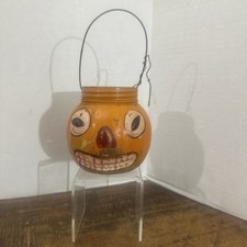 Antique Halloween 1920s Glass Jack o' Lantern JOL Candy Container picture