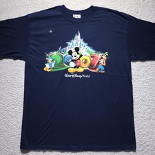 New Walt Disney World Mickey 2007 Graphic T-Shirt Men's XL Navy 100% Cotton picture